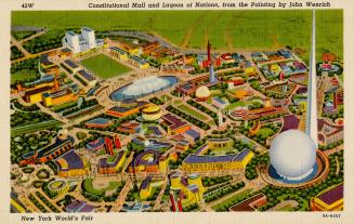 Constitutional mall and lagoon of nations, from the painting by John Wenrich, New York world's fair 1939