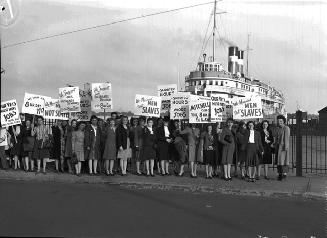 Wives of seamen picket during Canadian Seamen's Union strike