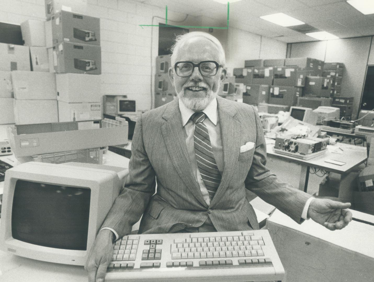 Abundance: University of Waterloo president Doug Wright doesn't know where to put all the computers donated by Ditigal Equipment