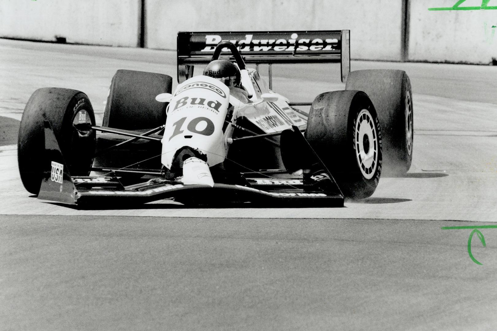 Early casualty: Scott Pruett's Truesports Chevy V8-A is forced out of the race after just three laps following a bumping incident with Al Unser Jr