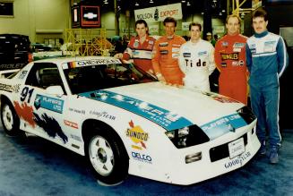 John Cardman Jr. (left), Chris Davies, Kenny Wilden, Robin Buck and Howie Scammell Jr. race in the Player's or GM series for Camaros and Firebirds