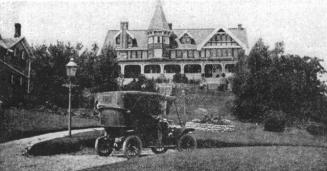 Automobile in front of the clubhouse, Caledon Mountain Trout Club