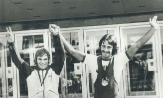 Darrell Schultz (Bronze Medal) L, Michel Mercier (Gold Medal) R Both Canadians winners V for Victory