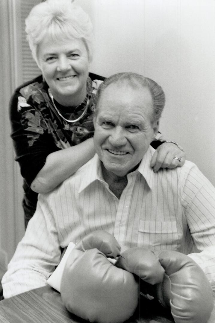 Knockout honor: Sonny Thomson, with wife Joan behind all the way, has scored the biggest victory of his ring career with his Induction into the Canadian Boxing Hall of Fame