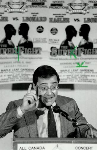 Hot tip: Bob Arum, in Toronto to promote fight, says odds against Sugar Ray Leonard will charge, but says there's no man alive capable of beating Marvin Hagler