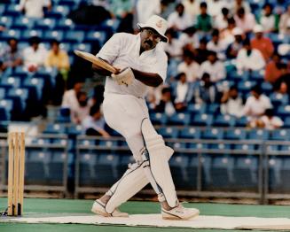 Three of the greatest cricketers from the Carribean, Clive Lloyd, left, Rohan Kanhal and Sir Garfield Sobers, delighted the crowd with their stroke play yesterday