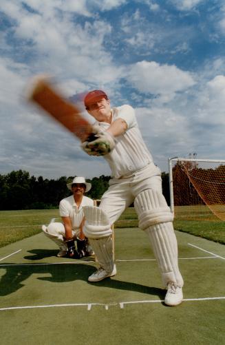 Smashing cricket for charity. Batsman Don Rumball and wicket keeper Las Letty of the York Cricket Club are getting in all the practice they can be com(...)