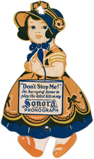 ''Don't stop me!'' I'm hurrying home to play the latest hits on my Sonora clear as a bell phonograph