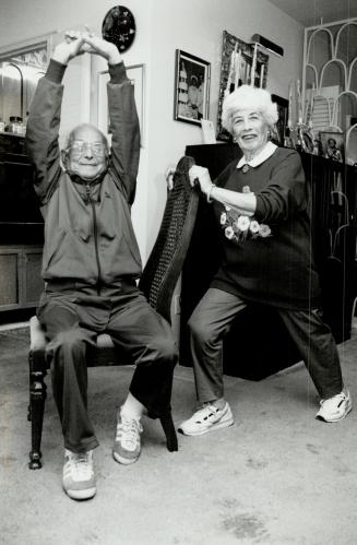 Harvie and Fay Morris, aged 92 and 90 respectively, demonstrate their exercise savvy