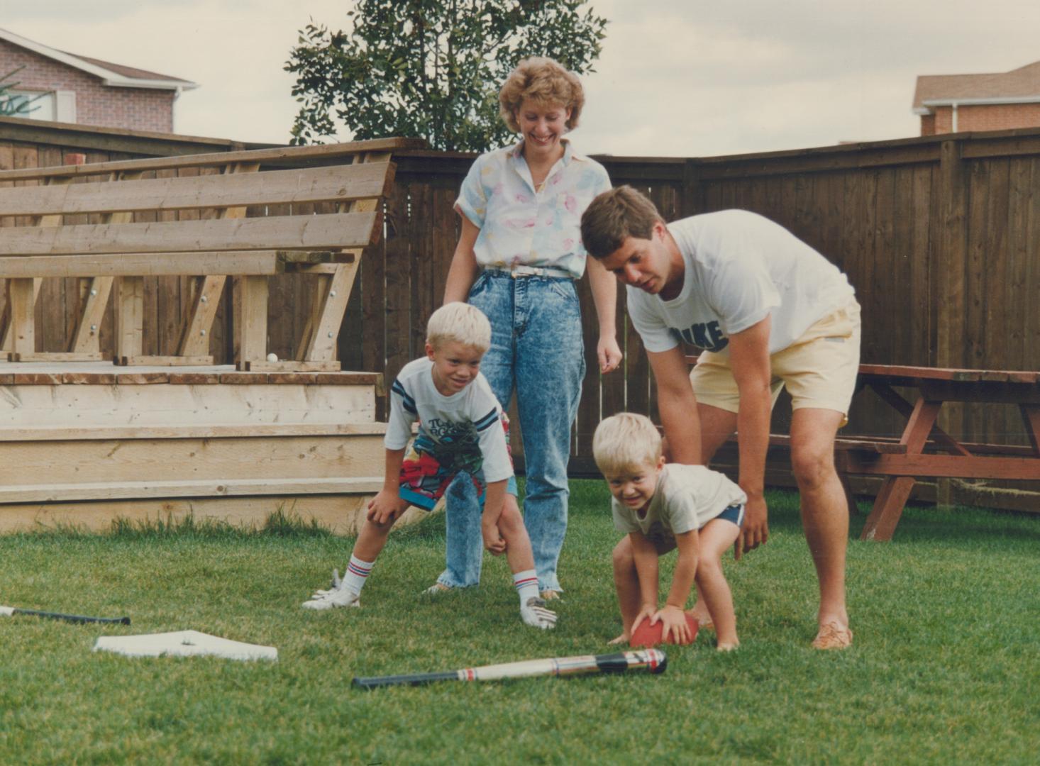 Toronto Argonaut Paul Pearson, with wife Shan and children Michael, 4, and David, 6, says insecurity has kept his family from putting down roots in Toronto