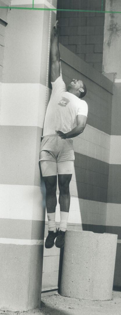 Rookie Mark Woodson shows how high he could jump for a pass,