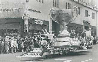 Massive British Columbia float in Parade Depicted the Grey cup