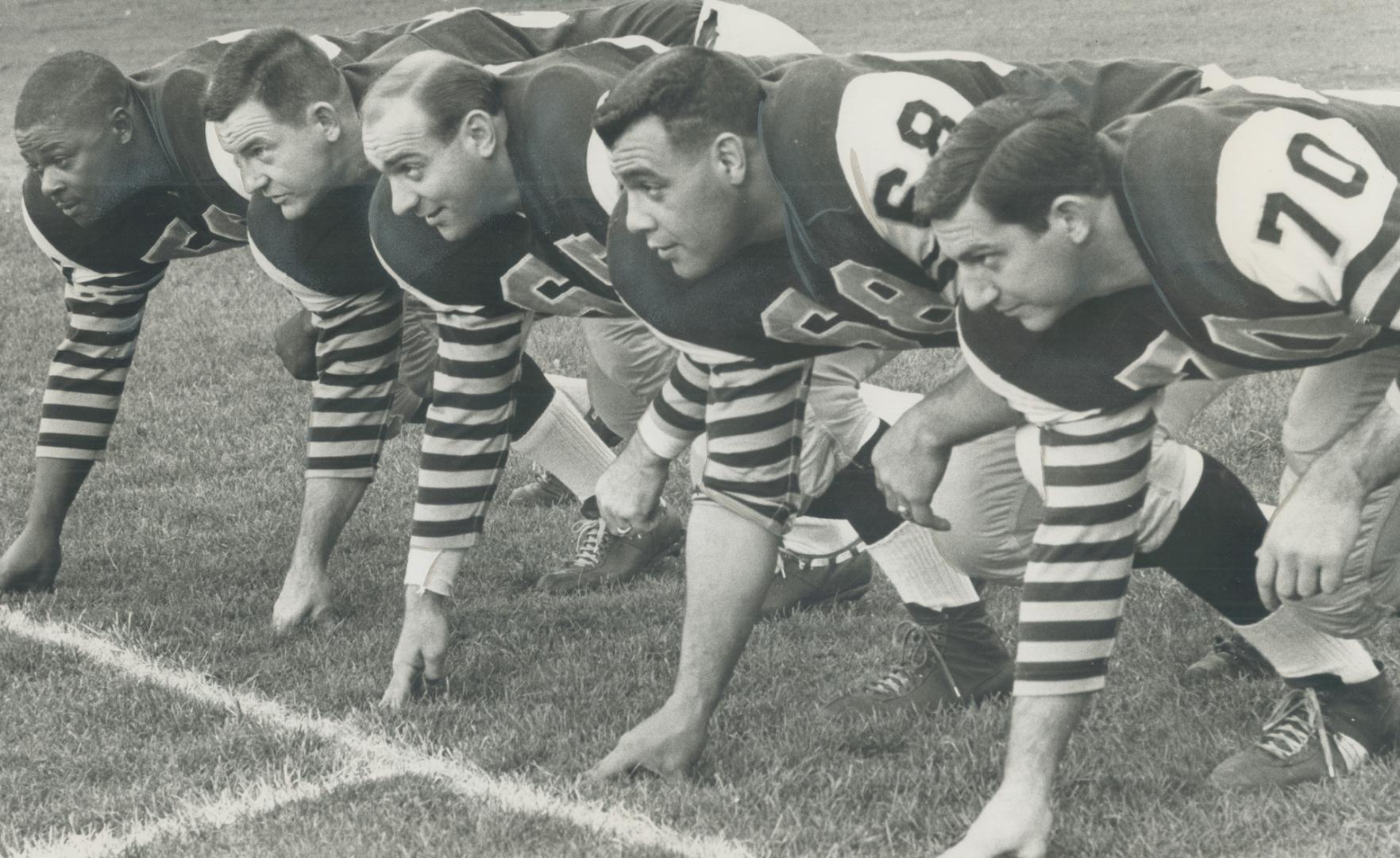 Cats' front five: Billy Ray Locklin (L), John Barrow, Marty Martinello, Angelo Mosca, Dave Viti