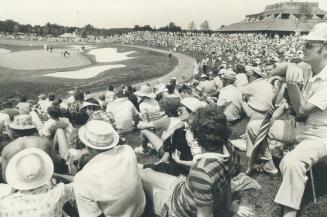 A Birdie watcher's view of the 18th hole at Glen Abbey on the first day of the canadian open