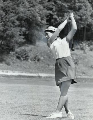 Fine form is displayed by Holly Botham, leader in junior girls' golf tourney