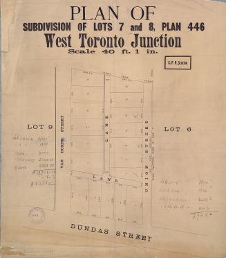 Plan of subdivision of lots 7 and 8, plan 446 West Toronto Junction