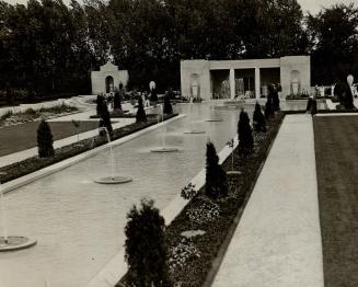General scene of the new Italian garden at Parkwood, Oshawa estate of Col