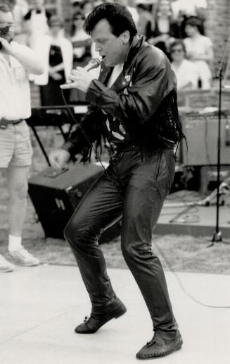 Below, the party's Elvis, Michael McTaggart