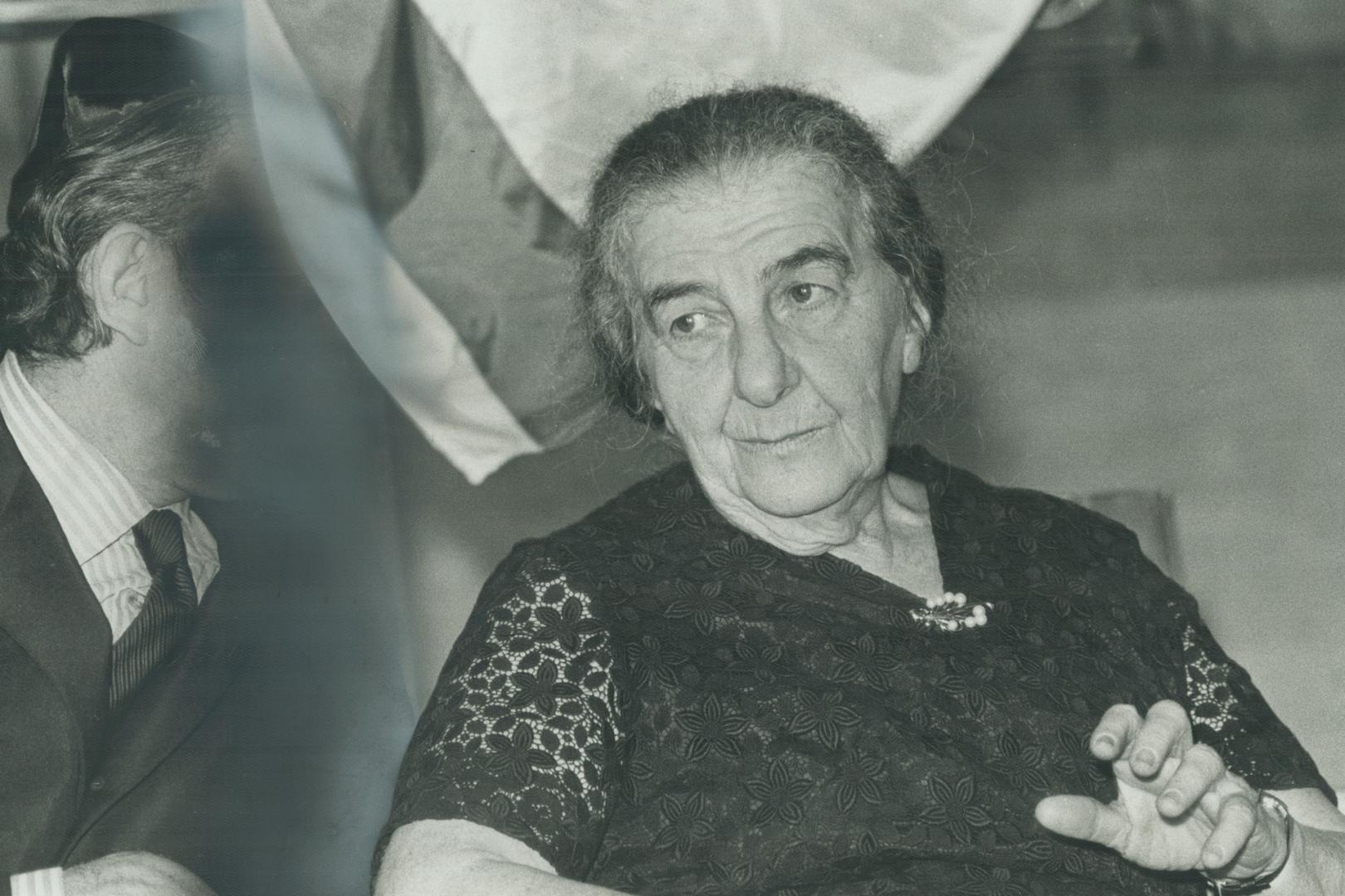 Golda Meir as she appeared in Toronto in November, 1970 to address a rally of the Canada-Israel Committee