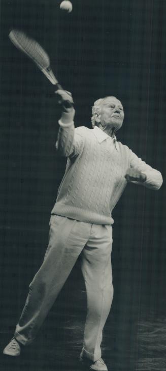 A competitor: Roland Michener enjoyed a tennis match on his 90th birthday