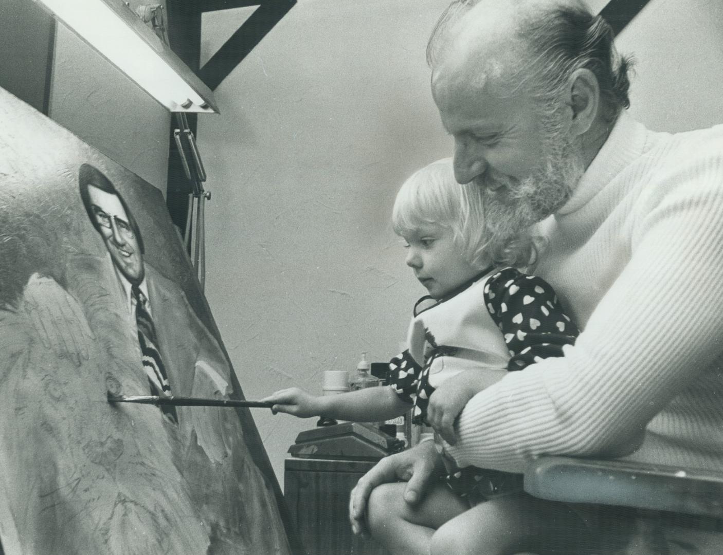 Cara casts professional eye over father's painting