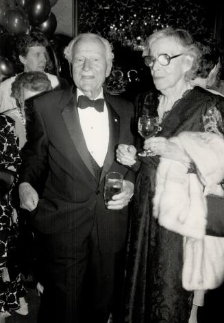 Former governor-general Roland Michener with Mary Jackman, Nancy Rowell Jackman's mother, wearing a black lace dress and pale mink stole