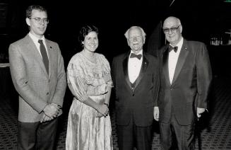 From left, sports promoter Arnold Boldt, swimmer Vicki Keith, former Governor-General Roland Michener and former Lieutenant-Governor John Black Aird a(...)