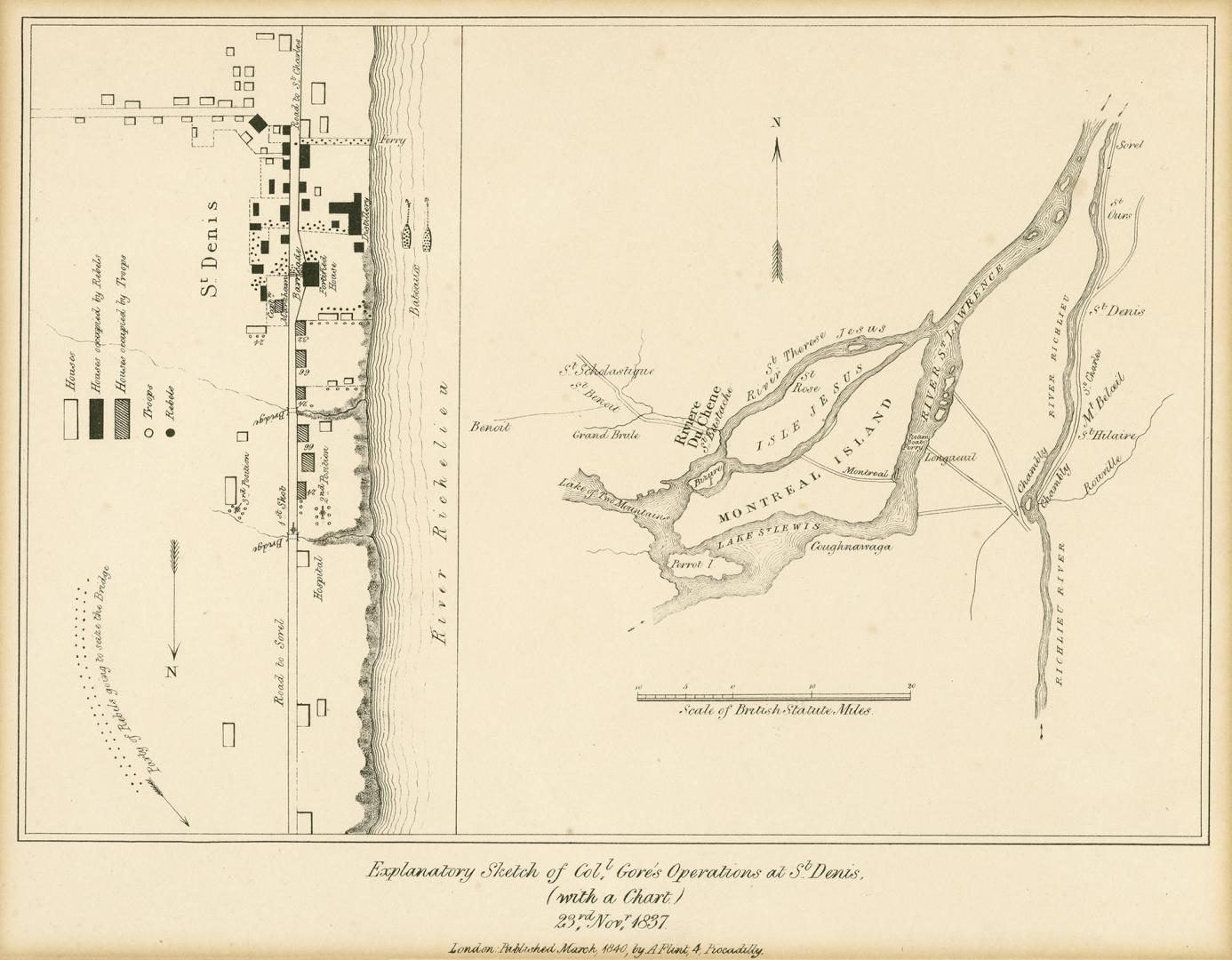 Explanatory Sketch of Coll. Gore's Operations at St. Denis (Quebec), 23rd Novr 1837