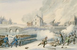 Back View of the Church of St. Eustache and Dispersion of the Insurgents, 14th Decr 1837 (Saint-Eustache, Québec)