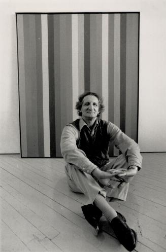 Guido Molinari: Respected artist poses in front of his 1966 canvas Rythmique, one of the paintings going on exhibit tomorrow at the Grunwald and Watterson Gallery
