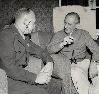 Burst of cheering greeted Field Marshal Lord Montgomery, right, shown chatting with Gen