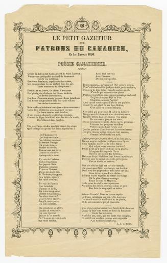 Le Petit gazetier du canadien, le 1er Janvier 1860 : poésie canadienne