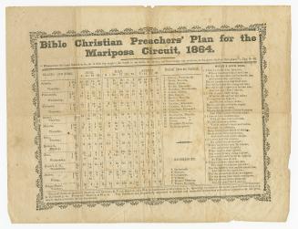 Bible Christian preachers' plan for the Mariposa circuit, 1864