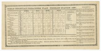 Bible Christian preachers' plan : Fenelon Station, 1866