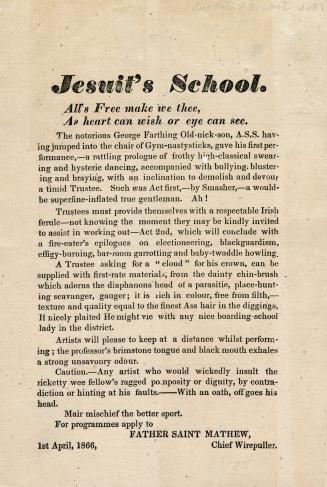 Jesuit's school : all's free make we thee, as heart can wish or eye can see