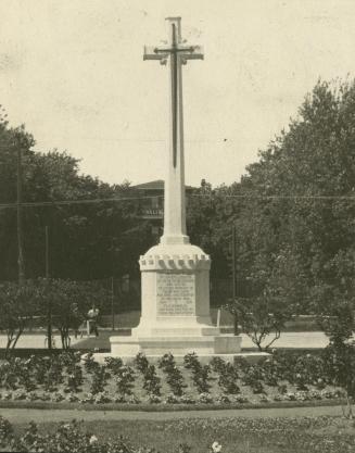 The dignified war memorial cross at Cobourg, Ontario