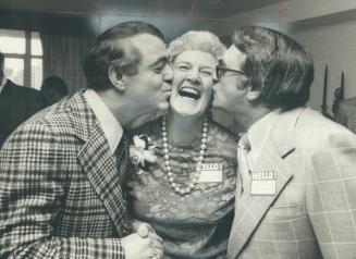 Image shows three suprise party participants.