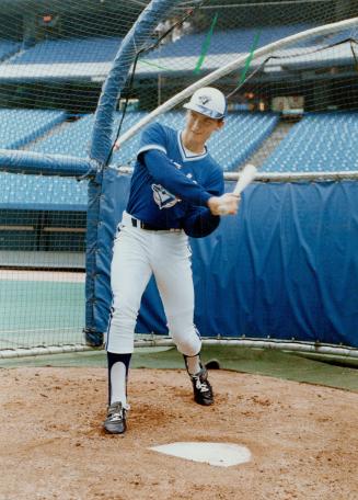 Showing his stuff, Newest Blue Jay John Olerud put on impressive show in the batting cage yesterday