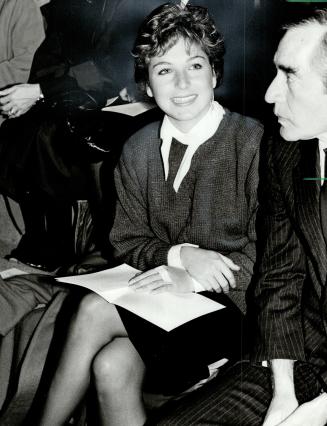 Star audience, Actress Tatum O'Neal takes in Perry Ellis' spring or summer fashion show in New York
