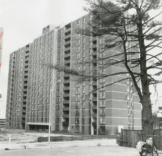 The Kingsford, one of a group of high-rise condominium towers on Kirwin Avenue in Cooksville Ontario