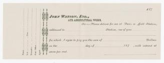 [Form] John Watson, Esq., Ayr Agricultural Works