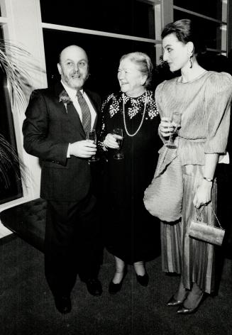 Above, from left to right, artist Charles Pachter, former lieutenant-governor Pauline McGibbon and designer Dianne Levitt