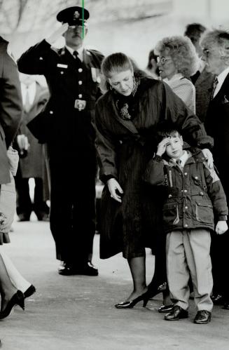 Last Farewell, Kevin Paolozzi, 5, right salutes father's coffin, above