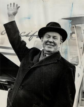 Hello Toronto! Liberal Leader Lester Pearson arrived at Malton today for two days of campaigning in the Metro area