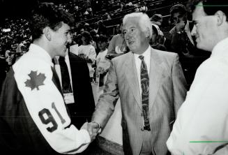 Meet the boss, Yanic Perreault, the Maple Leafs' first pick in yesterday's entry draft, meets with incoming general manger Cliff Fletcher