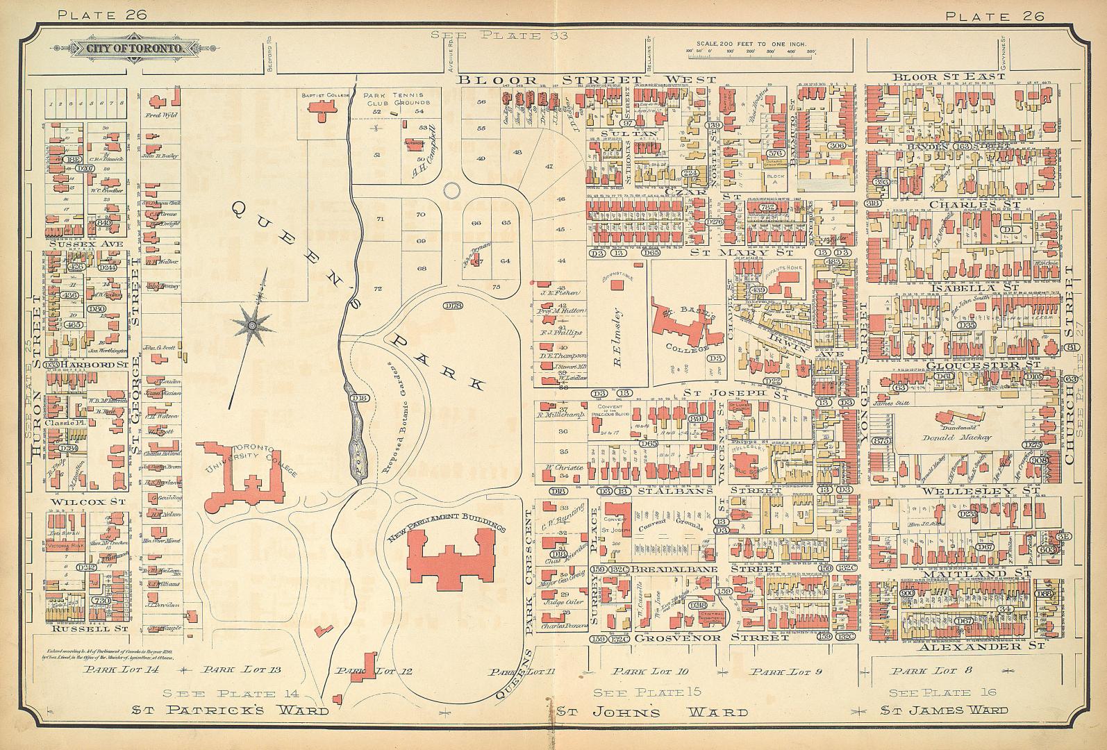 [Plate 26] Atlas of the city of Toronto and vicinity from special survey founded on registered plans and showing all building and lot numbers.