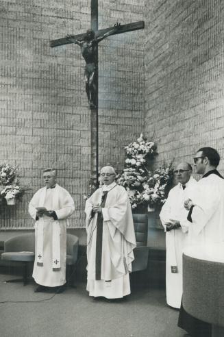 Father O'Leary (left), Archbishop Pocock