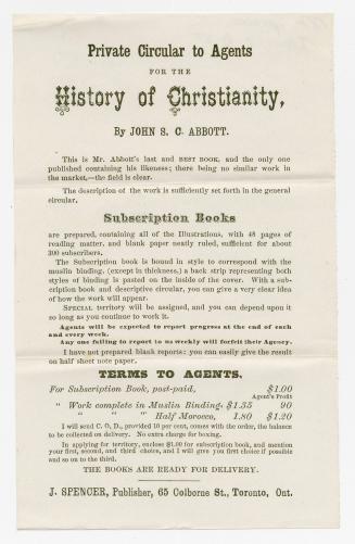 Private circular to agents for the History of Christianity, by John S. C. Abbott