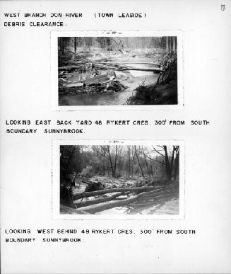 West branch of Don River (Town of Leaside), debris clearance, Hurricane Hazel