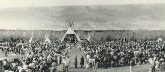 The Pope said mass in a large teepee-like structure constructed in 1984 before the papal visit was cancelled by bad weather